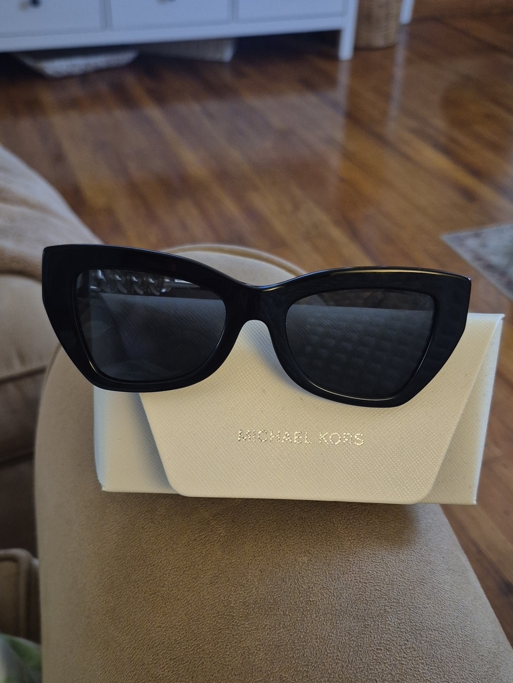 Michael Kors Black Cat Eye Sunglasses with Dark Lenses